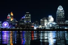 Downtown Cincinnati on the Cincinnati New Year's Eve route