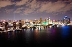 Downtown Detroit on the Detroit New Year's Eve route