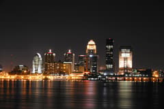 Downtown Louisville & Waterfront on the Louisville New Year's Eve route